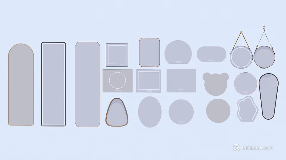 Assorted Mirror Collection With Various Shapes And Styles For Home Decor 3d model