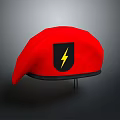 Red Beret With Black Shield Emblem And Yellow Lightning Bolt Design 3d model