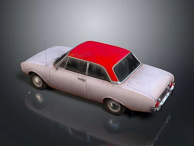 Vintage Sedan Car With Red Roof And Light Colored Body Classic Retro Design 3d model