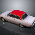 Vintage Sedan Car With Red Roof And Light Colored Body Classic Retro Design