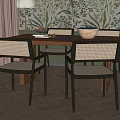 American Retro Dining Table and Chair Combination 3d model