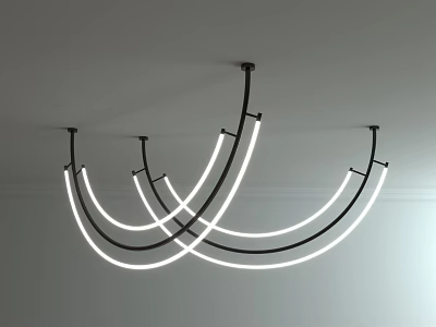 Modern Curved LED Chandelier With Sleek Illuminated Design For Contemporary Spaces 3d model