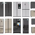 Various Modern Refrigerators and Freezers With Different Door Styles And Stainless Steel Finishes