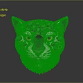 Snow Leopard Head Artistic Design With Yellow Eyes Pink Nose And Black White Spots