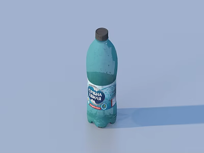Green Plastic Bottle Dishwash Liquid With Dark Cap For Household Kitchen Use 3d model