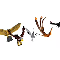 Different Colored Flying Animals With Spread Wings Long Tails And Various Shapes