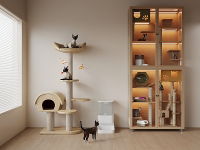 Modern Cat Climbing Rack Cat Climbing Cabinet Pet Feeding Machine 3d model