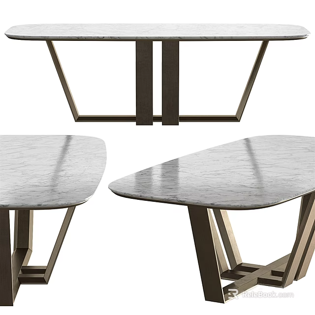 Modern Coffee Tables With Smooth Marble Tops And Geometric Metal Frames 3d model 