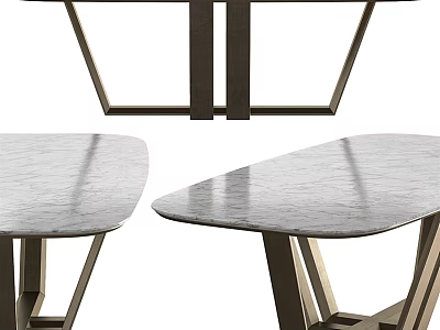Modern Coffee Tables With Smooth Marble Tops And Geometric Metal Frames 3d model