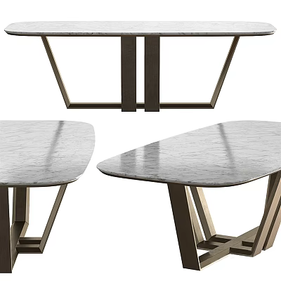 Modern Coffee Tables With Smooth Marble Tops And Geometric Metal Frames 3d model