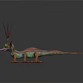 Mythical Lizard with Red Feathery Crest Green Body Blue Wings Yellow Eyes and Tongue