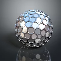 Modern Metal Sphere Ceiling Light With Circular Cutouts And Reflective Design 3d model