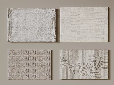 Square Rugs In Neutral Tones With Textured Geometric And Wave Patterns For Modern Decor 3d model