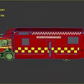 Red Incident Command Unit Vehicle With Yellow Red Checkered Pattern And Cross Symbol 3d model