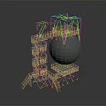 Industrial Spherical Tank Structure With Metal Framework Staircases And Platforms