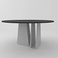 Modern Round Dining Table With Black Tabletop And Geometric White Base 3d model