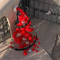 Spiral Red And Transparent Balloon Art Installation At Modern Building Plaza