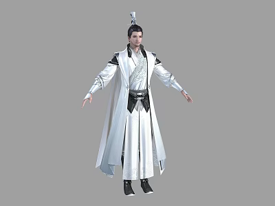 PBR Martial Arts Ancient Suit Hanfu Swordsman Young Swordsman Young Swordsman Wulin Character Swordsman Xianxia Middle-aged Uncle 3d model