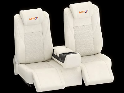 High Quality Comfortable White Car Seats With MPV Logo And Armrest 3d model