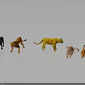 Colorful Lion Tiger Animal Figurine Models With Detailed Patterns And Designs