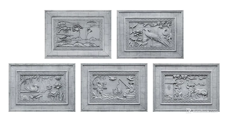 Intricate Carved Decorative Panels With Exquisite Patterns For Wall Decoration 3d model 