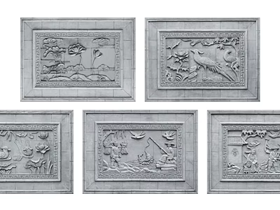 Intricate Carved Decorative Panels With Exquisite Patterns For Wall Decoration 3d model