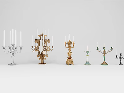 Decorative Candelabra With Various Styles And Metal Finishes For Home Interior Decoration 3d model