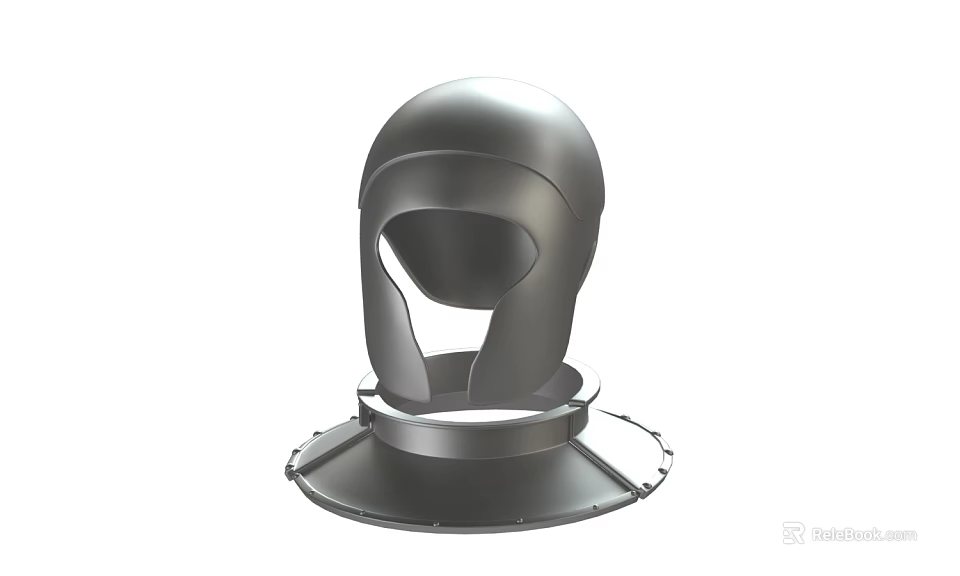Silver Medieval Helmet Design With Visor And Metallic Neck Guard 3d model 