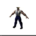 Muscular Security Officer 3D Character With White Shirt Blue Tie And American Flag Patches
