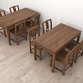 Solid Wood Dining Table Set With Six Chairs Modern Simple Design 3d model
