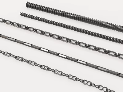 Various Industrial Equipment Mechanical Parts Including Chains And Threaded Rods 3d model