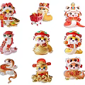 Year of the Snake Mascot Snake Baby 2025 Year of the Snake Element Cartoon Snake New Year Snake Pattern National Tide Year of the Snake Silhouette Snake Element New Chinese Art Dress 3d model