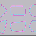 Neon Decorative Lights with Various Geometric Shapes in Pink and Blue on Dark Purple Background