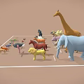 Diverse Animal Figurines Collection Display With Different Species Including Giraffe And Elephant