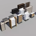 Various Styles of Display Shelves with Different Designs and Multiple Colors for Retail