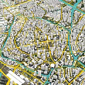 Aerial Urban Planning View With City Layout Road Network Water Bodies And Green Spaces