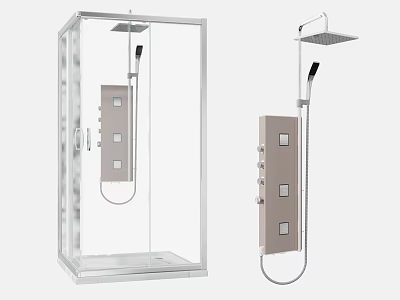 Modern Shower Sauna Design with Glass Enclosure Wall Mounted Control Panel and Handheld Showerhead 3d model