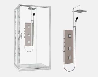Modern Shower Sauna Design with Glass Enclosure Wall Mounted Control Panel and Handheld Showerhead 3d model