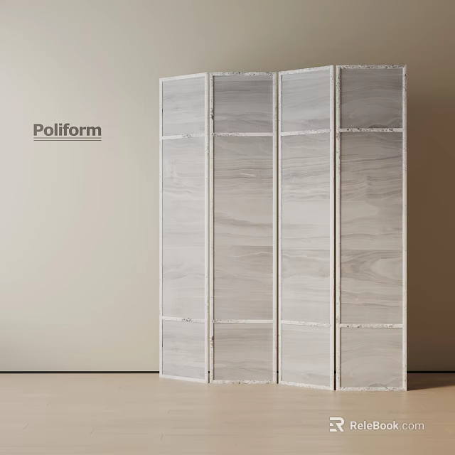 Poliform Modern Wood Grain Room Divider With Folding Multi Panel For Home Interior 3d model