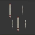 Space Rockets And Spacecraft Models With Silver Bodies And Red Tips For Exploration