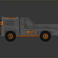 Futuristic Gray Armored Tank With Orange Accents Open Cargo Bed And Rugged Wheels Design