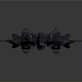 Futuristic Sci Fi Dual Spacecraft With Blue Lights And Dark Streamlined Design