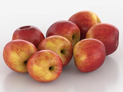 Healthy Fresh Ripe Red and Yellow Apples Piled on White Surface 3d model