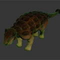 Detailed Ankylosaurus Dinosaur Model With Red Brown Armored Shell And Yellow Legs