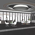Modern Reception Area Design With Front Desk Waiting Seats And Glass Windows