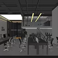 Modern Public Office Space Interior Design With CBD Signage Staircase And Work Desks