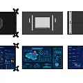 Computer Monitors With Black Frames Displaying Data Visualization Charts And Dashboards