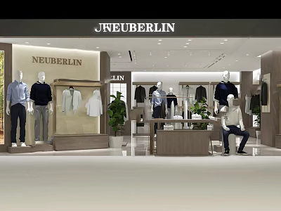 NEUBERLIN Modern Clothing Store Interior With Mannequins And Fashionable Clothing Displays 3d model