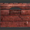 Red Wooden Storage Box With Metal Latches Yellow Label And Smooth Surface
