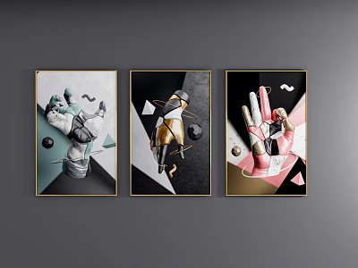 Post-modern abstract painting decorative hanging painting 3d model